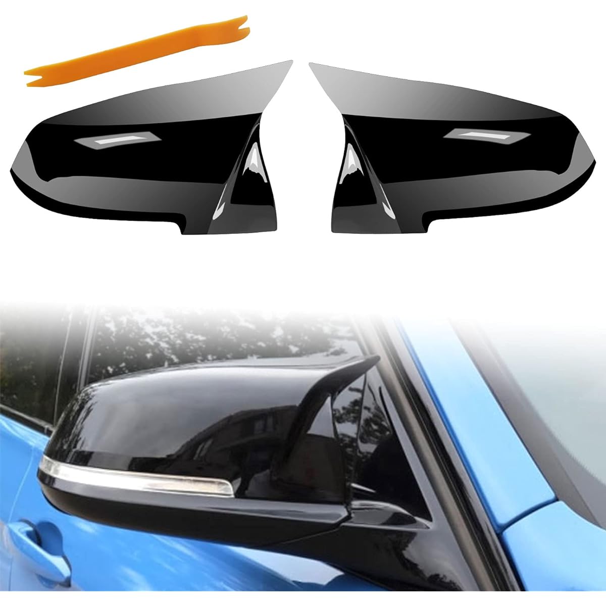 Door mirror Cover with glossy black replacement backside mirror cover Cap rear view replacement for replacement BMW F22 F23 F30 F31 F32 F33 F36 F87 M2 X1 E84