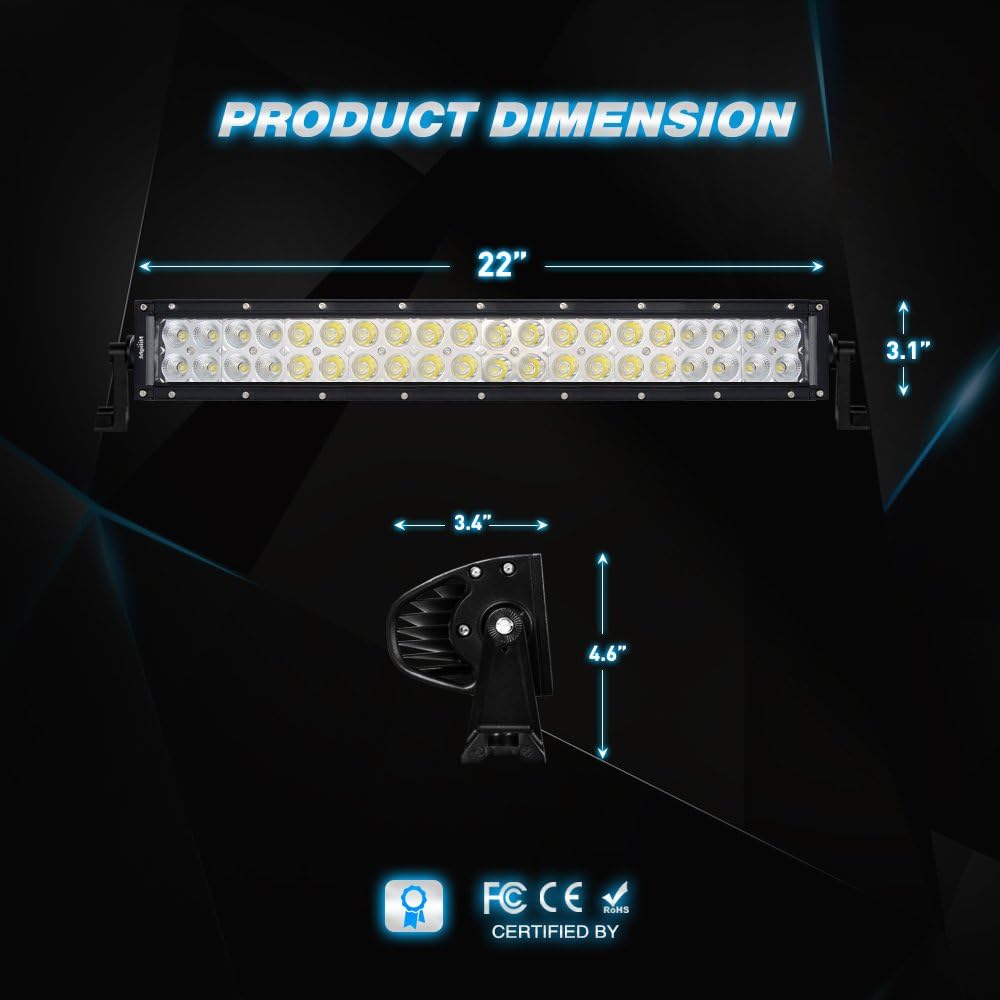 NILIGHT 22 inch 120W LED light bar flood spot combo work light light driving driving fog lamp offlight light SUV UTE ATV track 4x4 for boat