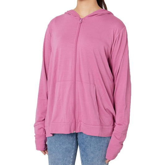 [Happy Marilyn] Women's Hoodie, Large Size, UV, Cool Touch, Hooded Hoodie, Oversized, Loose, Zip Up Hoodie, Thin, Zip Hoodie, Long Sleeve, Sweatshirt, Hoodie with Finger Holes [431045]