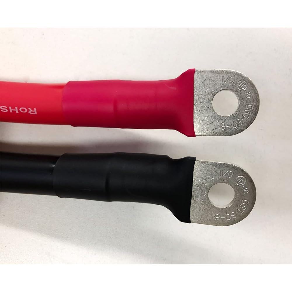 ONE GAIN KIV wire cable set with fuse, for inverter protection, red and black, 1m each *Length of battery side connection terminal from fuse holder is 80cm Compatible with SP2000-112, terminal crimped sp2012kiv-batt-80