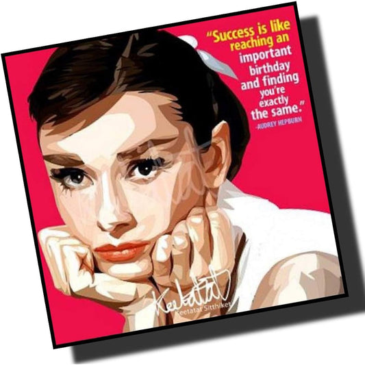 Audrey Hepburn Design A Overseas Graphic Art Panel Wooden Wall Hanging Poster for Interior (26*26cm Art Panel Only)