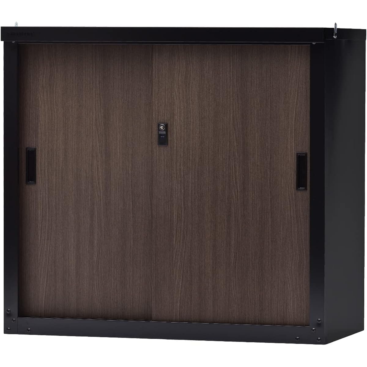 Green Life Storage Shelf, Outdoor, Small [Made in Japan] 1 Shelf Board, Lock Included, Wood Grain Door (Width 89 x Depth 47 x Height 83 cm) Black Rust Resistant Adjustable Movable Shelf HSM-83 (BK)