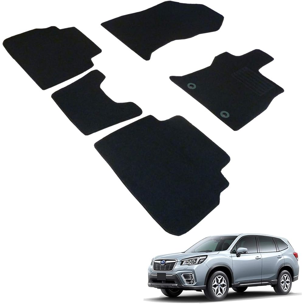 Fenice Car Mat Floor Mat Domestic Production (Subaru Forester SK Series AT Vehicles) <Compatible with Subaru Dial Hooks> Black Anti-Slip Shape Resistant to Slip Car Mat (Car Parts Specialty Store)