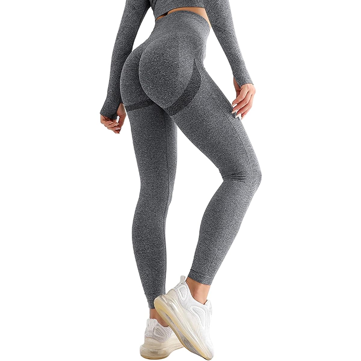 [KOZMOZ] Women's Yoga Pants, Beautiful Butt, Leggings, Sports, Long, High Waist, Tights, Sports Leggings, Yoga Pants, Fitness, Breathable, Quick Drying, 10 Minute Length