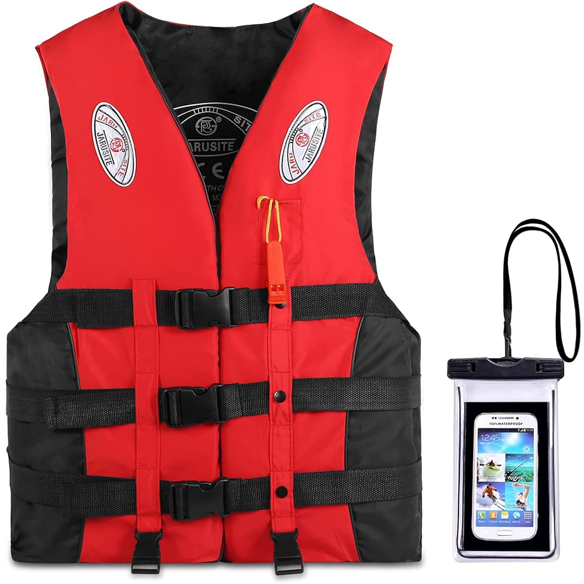 Reedark Life Jacket Fishing Smartphone Waterproof Case + Floating Vest Set with Caller, Life Jacket for Children, Adults, Unisex, River Play, Boating, Beach Swimming, Buoyancy Equal to Ministry of Land, Infrastructure, Transport and Tourism Certified Pro