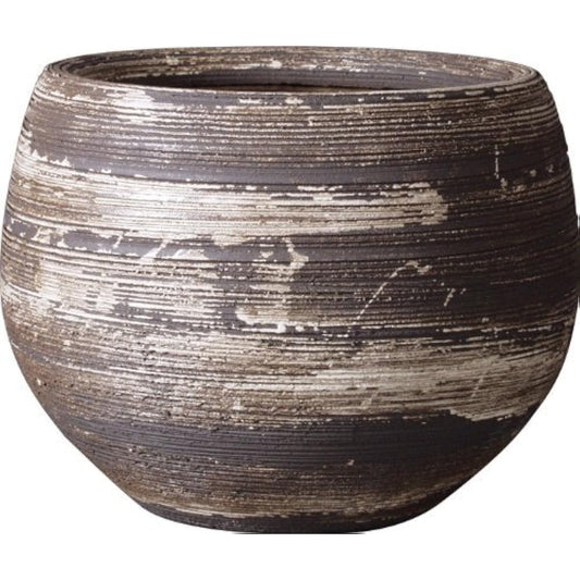 Plus Garden Flowerpot Cover for Stratos Middle No. 8 Φ390mm No Bottom Hole Brown White Shigaraki Ware 457-01