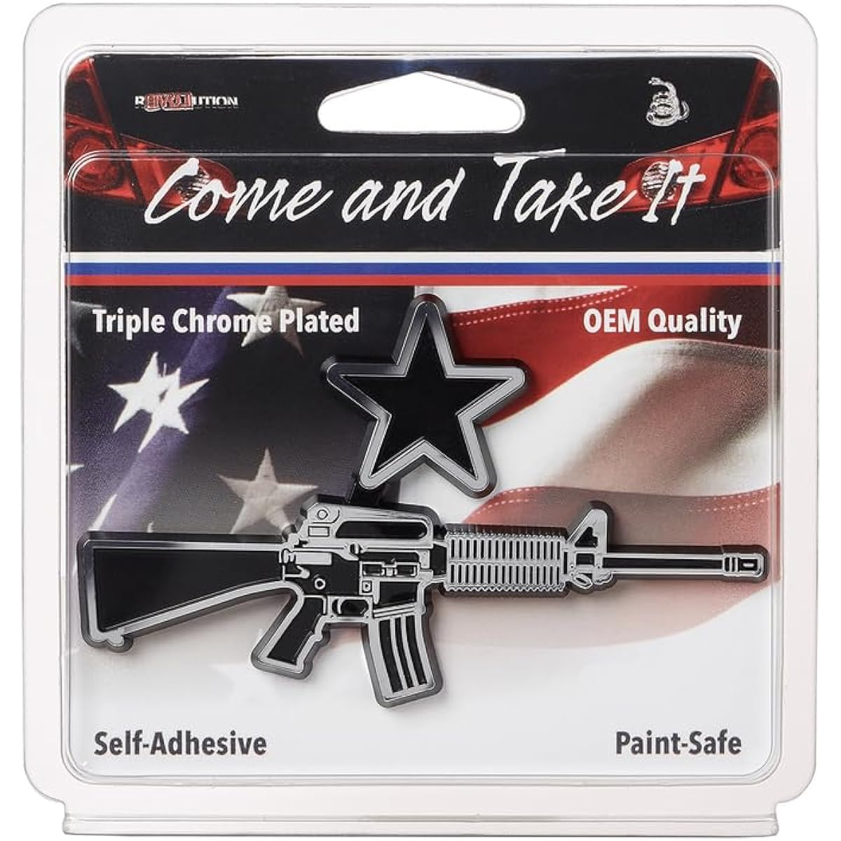 COME AND TAKE IT Chrome Plating Car Emblem -Bumper Sticker and Decal Premium Annex (Chrome/Black)