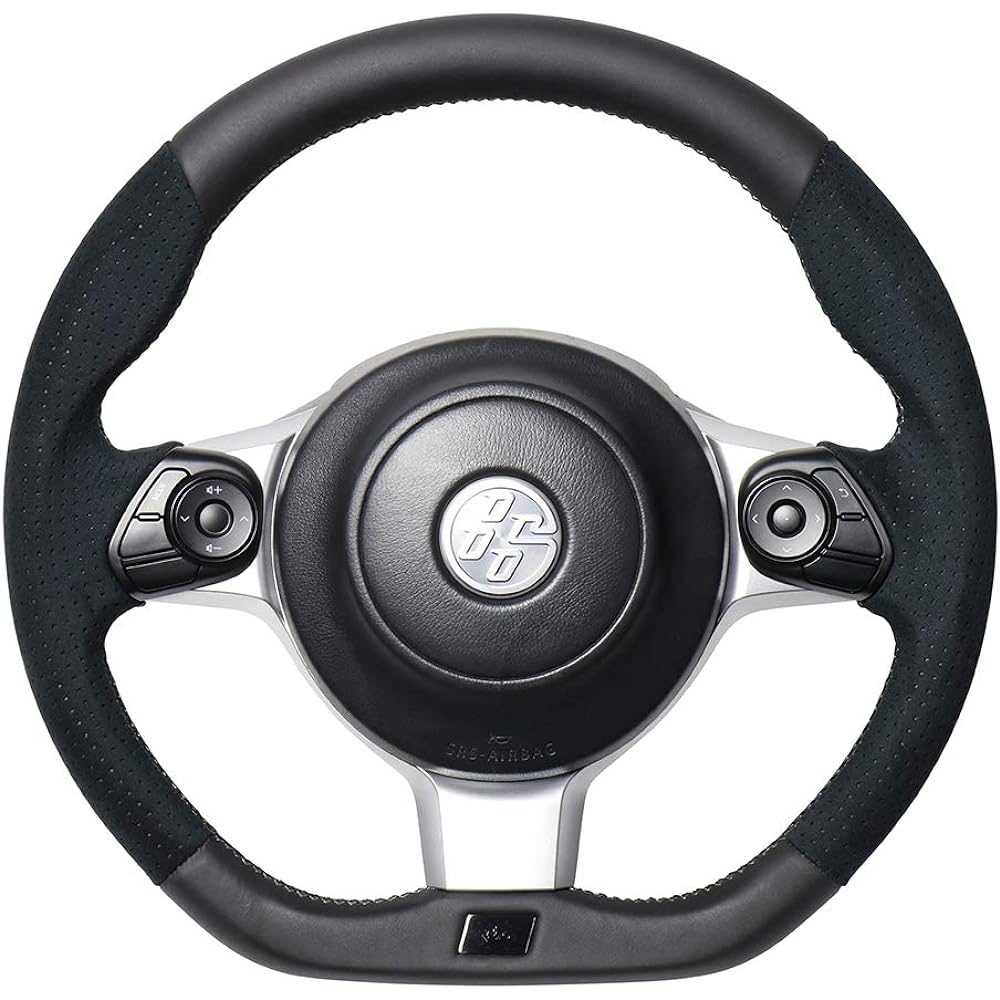 REAL Steering [Toyota 86 (Late ZN6)/Subaru BRZ (Late ZC6)/GRMN/GR/GR Sports] Black Leather & Black Ultra Suede (Silver x Black Euro Stitch) GRM-ALC-SL