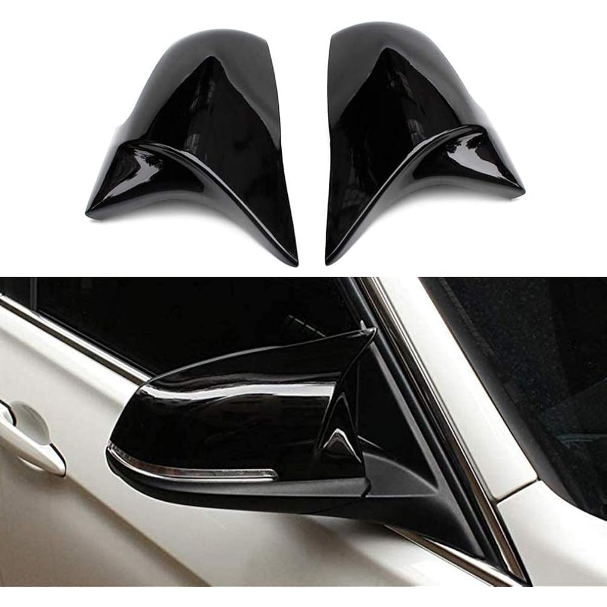 Dooria View Mirror Cover Cap replacement BMW F22 F22 F30 F31 F32 F32 F36 F87 M2 X1 E84 (glossy black)