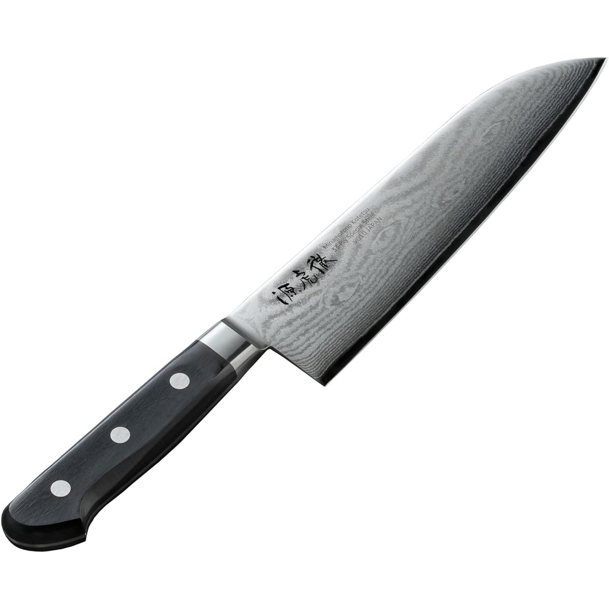 Yasuda Hamono Toru Minamoto Ginsai Damascus Santoku Knife Made in Japan 180mm M100