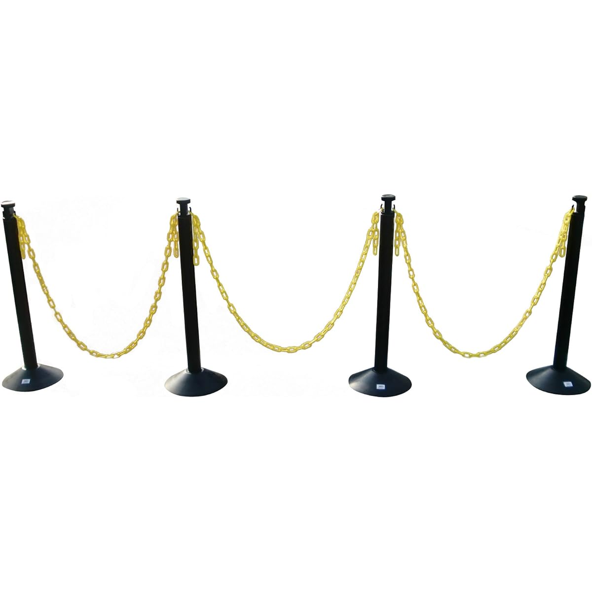 Cowboy Color Plastic Pole Set 4 Pillars (Black) + 4 Rubber Bases + 3 Chains 2M (Yellow)