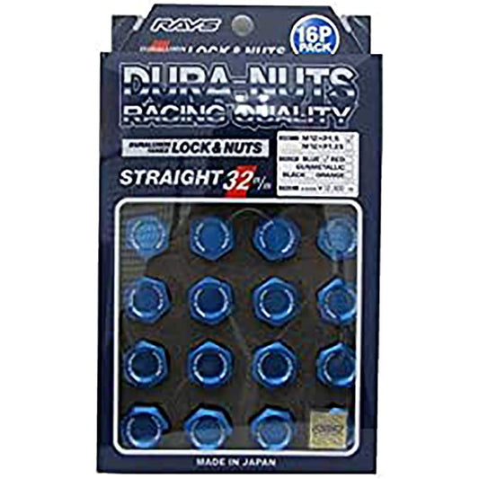 [RAYS] Duralumin Lock & Nut Set for L32 4H M12X1.5 Blue Anodized 74020001112BL