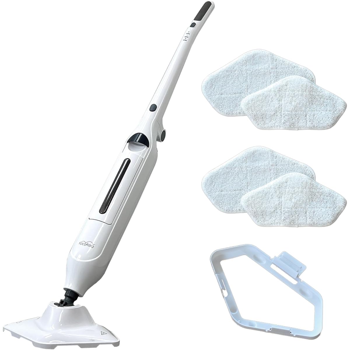 Kocokara Steam Cleaner Steam Mop, Maximum Internal Temperature 140℃, High Temperature Steam Mop, Super Large Capacity Tank 600ml, Continuous Spraying for 30 Minutes [4 Microfiber Pats (2 Large and Small) Present] [Japanese Genuine Product, Warranty Inclu