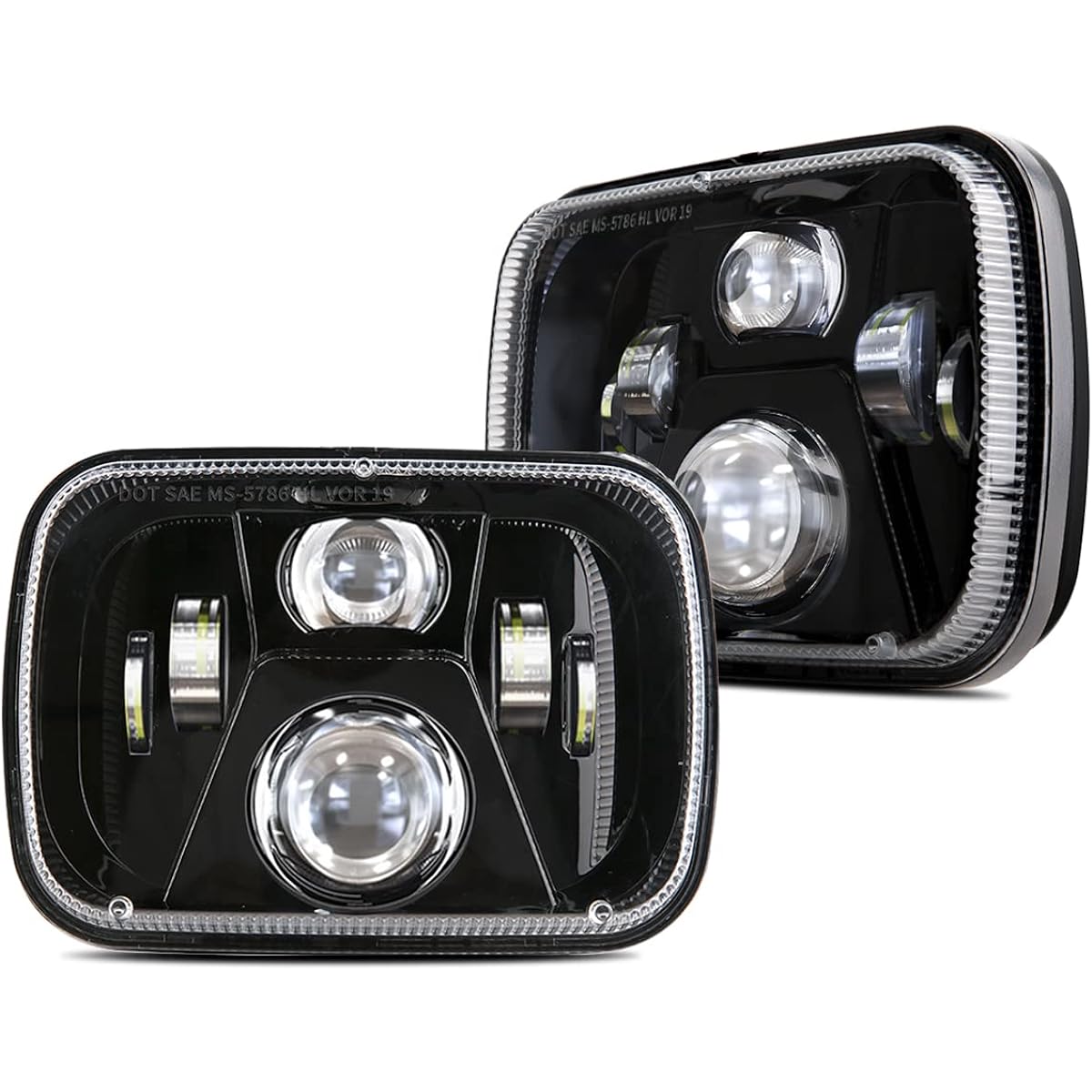 7x6 5x7 H6054 LED Headlight High Lo Beam Shield Headlight DOT 110W 8400LM JEEP CHEROKEE XJ WRANGLER YJ GMC SAVANA Safari Ford replacement Black