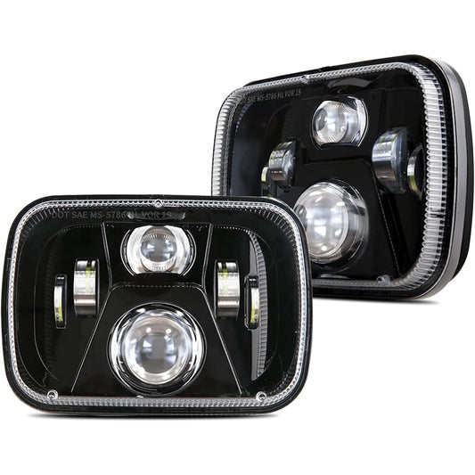 7x6 5x7 H6054 LED Headlight High Lo Beam Shield Headlight DOT 110W 8400LM JEEP CHEROKEE XJ WRANGLER YJ GMC SAVANA Safari Ford replacement Black