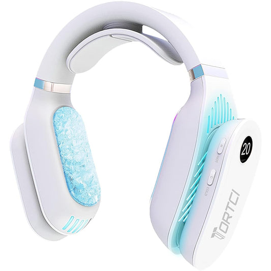 "Model for Spring/Summer 2024" ORTCI Cool Touch Neck Cooler, Dual Hot/Cold Function, 3 Level Temperature Control USB Rechargeable Muffler, Lightweight, Easy to Carry, Neck Fan, Quiet, Measures against Heat and Cold, LED Light Can Be Turned Off, Neck Fan,