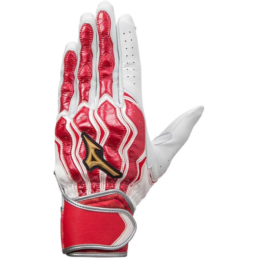 [Mizuno] Men's Baseball Batting Gloves Motion Arc SF Two-Handed White x Red x Silver 1EJEA210 62 26cm