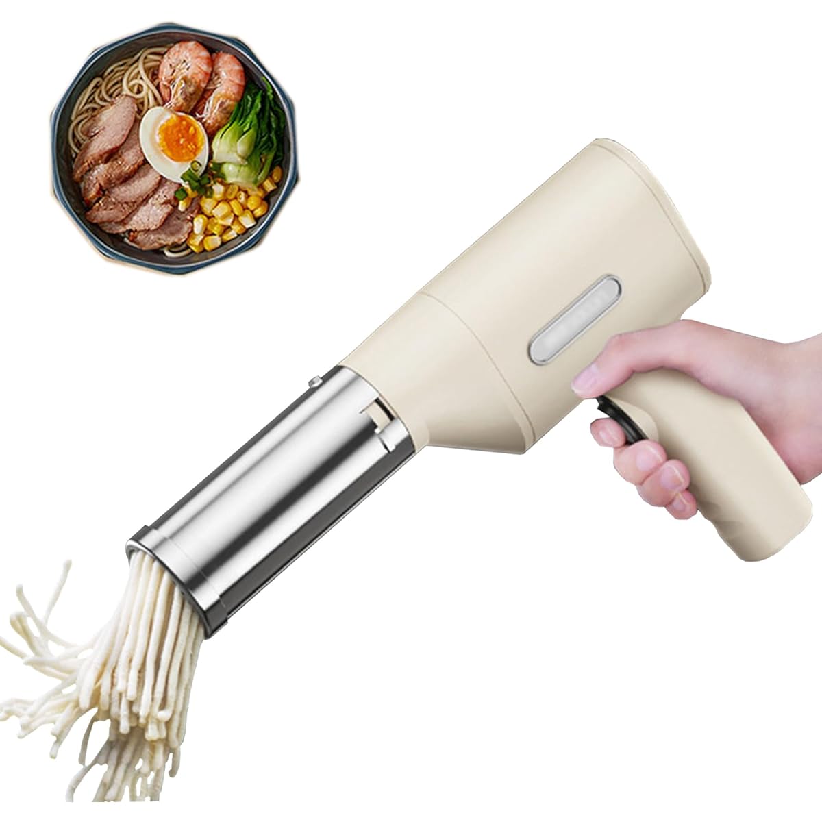 Vanbolt Mont Blanc squeezer - 1mm extra-fine Mont Blanc squeezer, portable motor can make fresh pasta, Mont Blanc squeezer applicable family, noodle restaurant (5 molds, White)