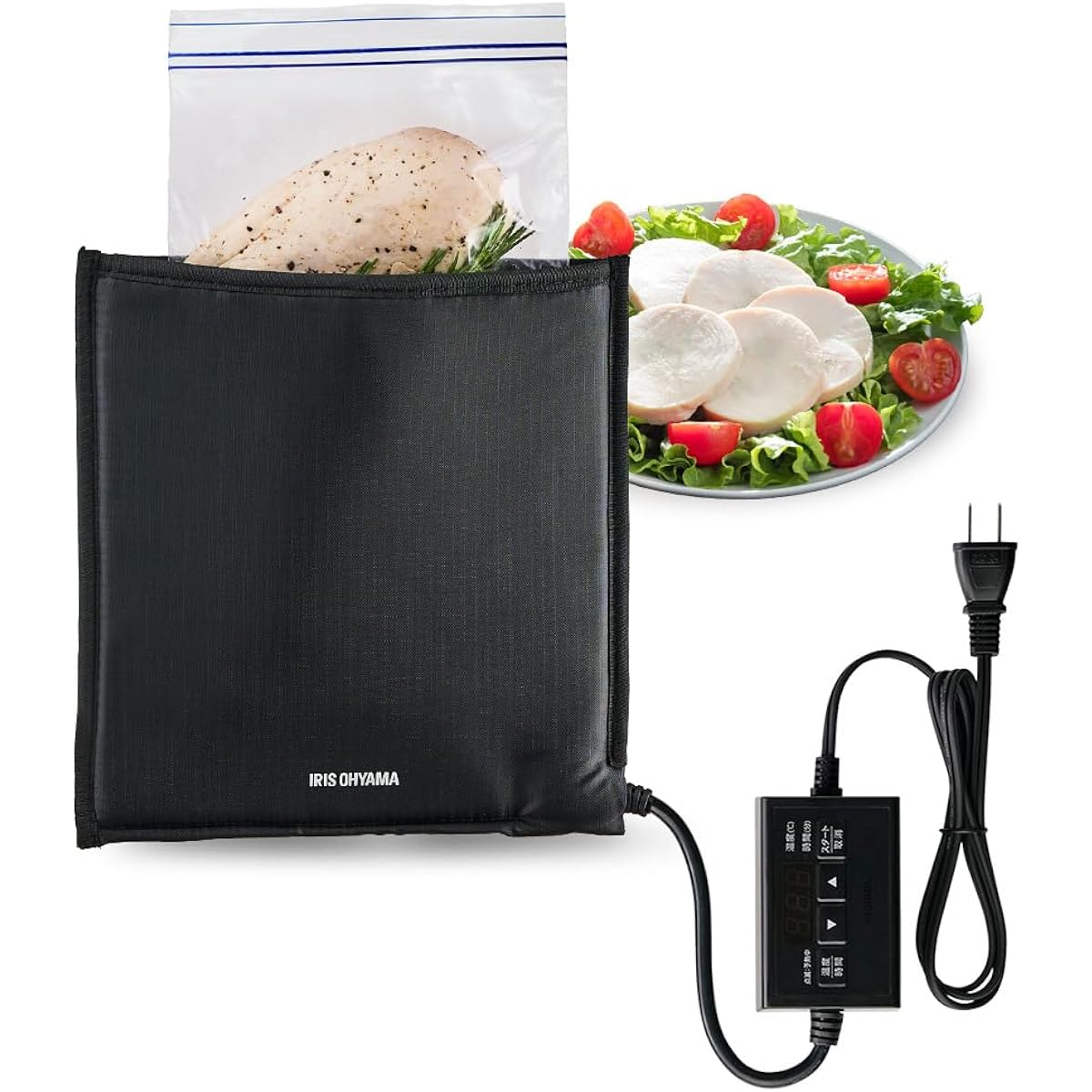 Iris Ohyama Low Temperature Cooker Bag Type Compact PocketChef PLTC No Pot No Water Required Recipe Included PLTC-M01-B Black