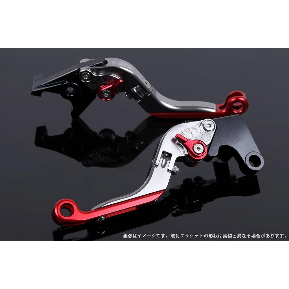 SSK foldable extension type adjustment lever clutch & brake set Lever body: Titanium Adjustment: Red Extension: Red For Nissin radial type master cylinder OT0405958-RD-RD