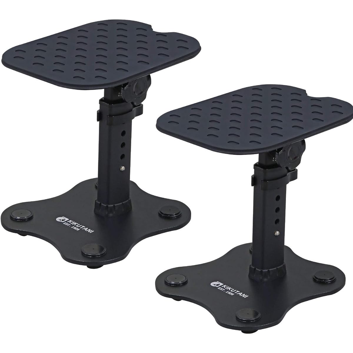 Kiktani monitor speaker stands (pair) Top plate: 220mm x 180mm Height: 239-288mm Angle adjustment: ±10° MOS-5