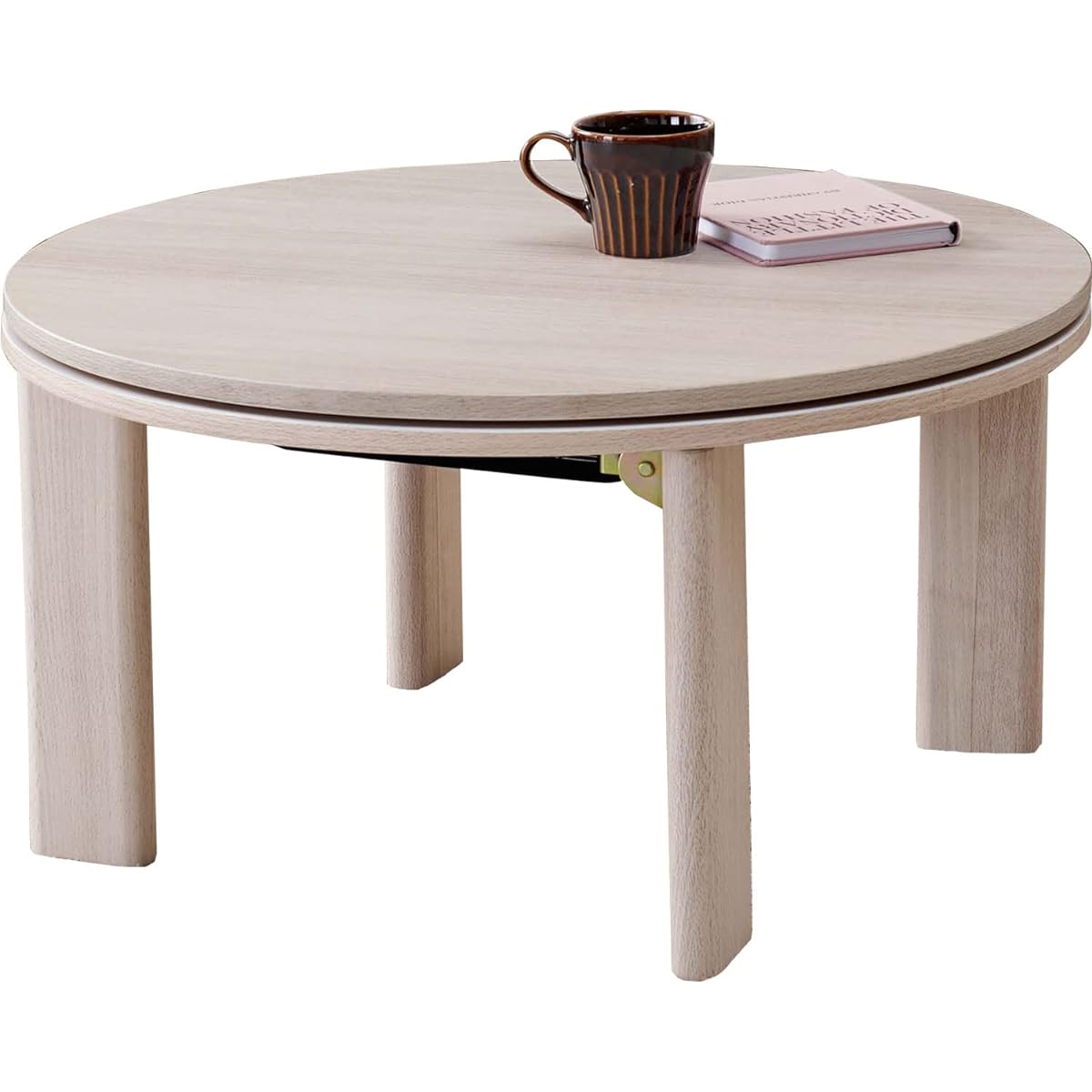 Hagiwara Kotatsu Round Round Table Width 68 Wood Grain Folding Compact Single Person Reversible White 1 Monet 68WS