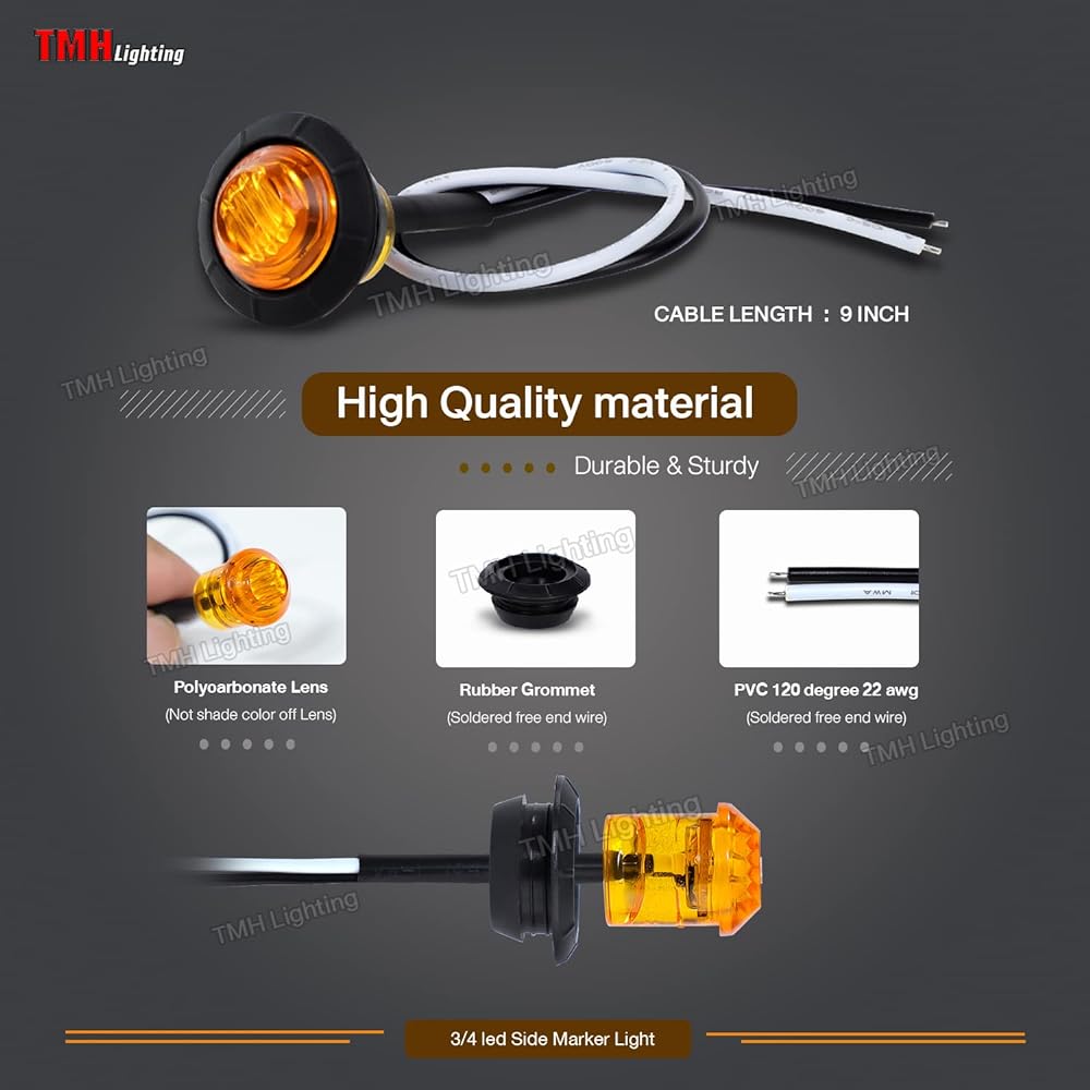 TMH 3/4" 50 LED Trailer Marker Light Pack Value Pack: 50 Sheets Amber Amber