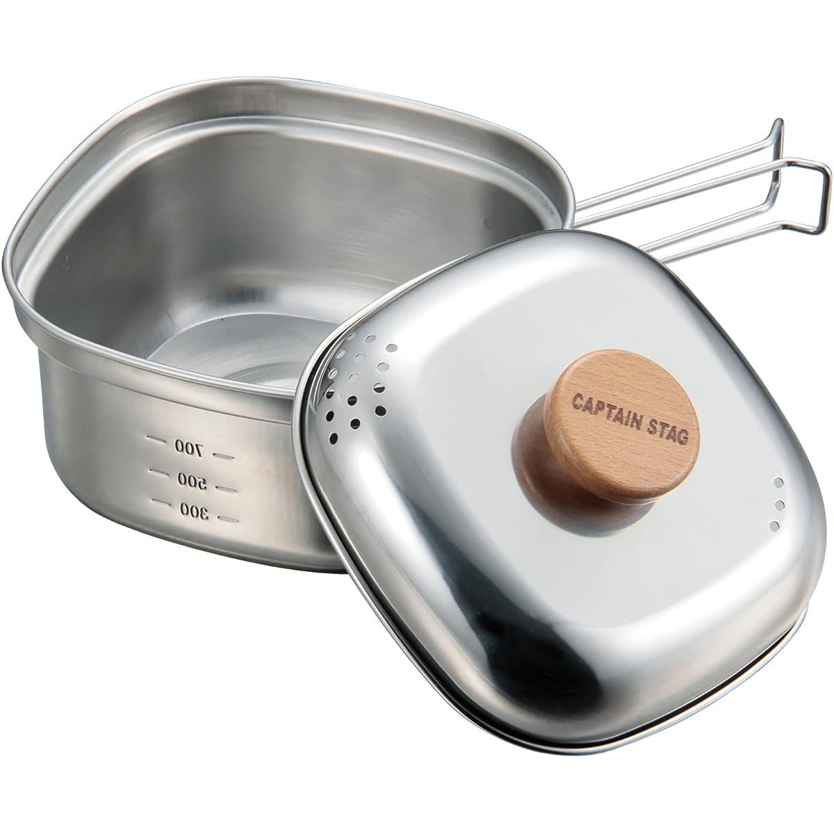 CAPTAIN STAG Camping Pot Stainless Steel Square Ramen Cooker 1.3L UH-4202