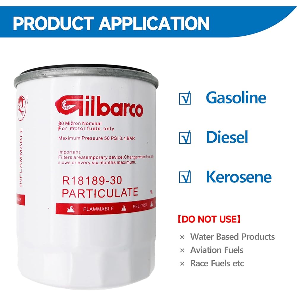 TUNTROL 1 inch NPT Aluminum High Flow Fuel Filter 30 Micron Spin Ogtrage Style Style Mobile and fixed fuel pump tank boat