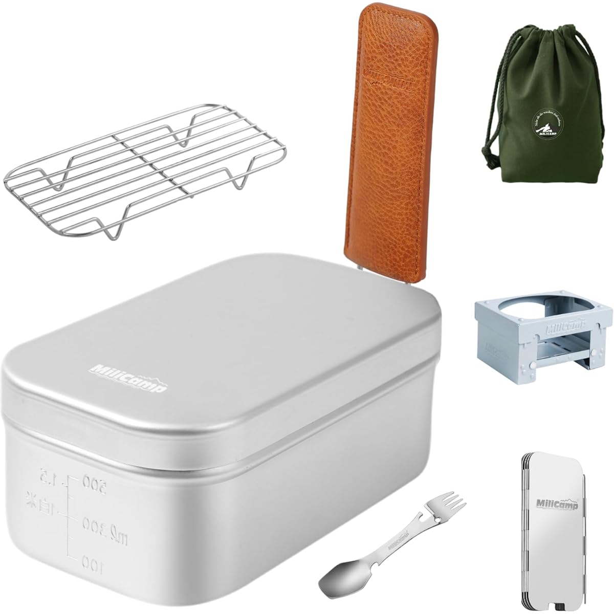 MiliCamp Mestin Meal Pot MR-250 Pro with Memory, Grooves to Prevent Spillovers, Outdoor Cookware, Camping Meal, 2 Cups, Mountain Climbing, Barbecue, Touring