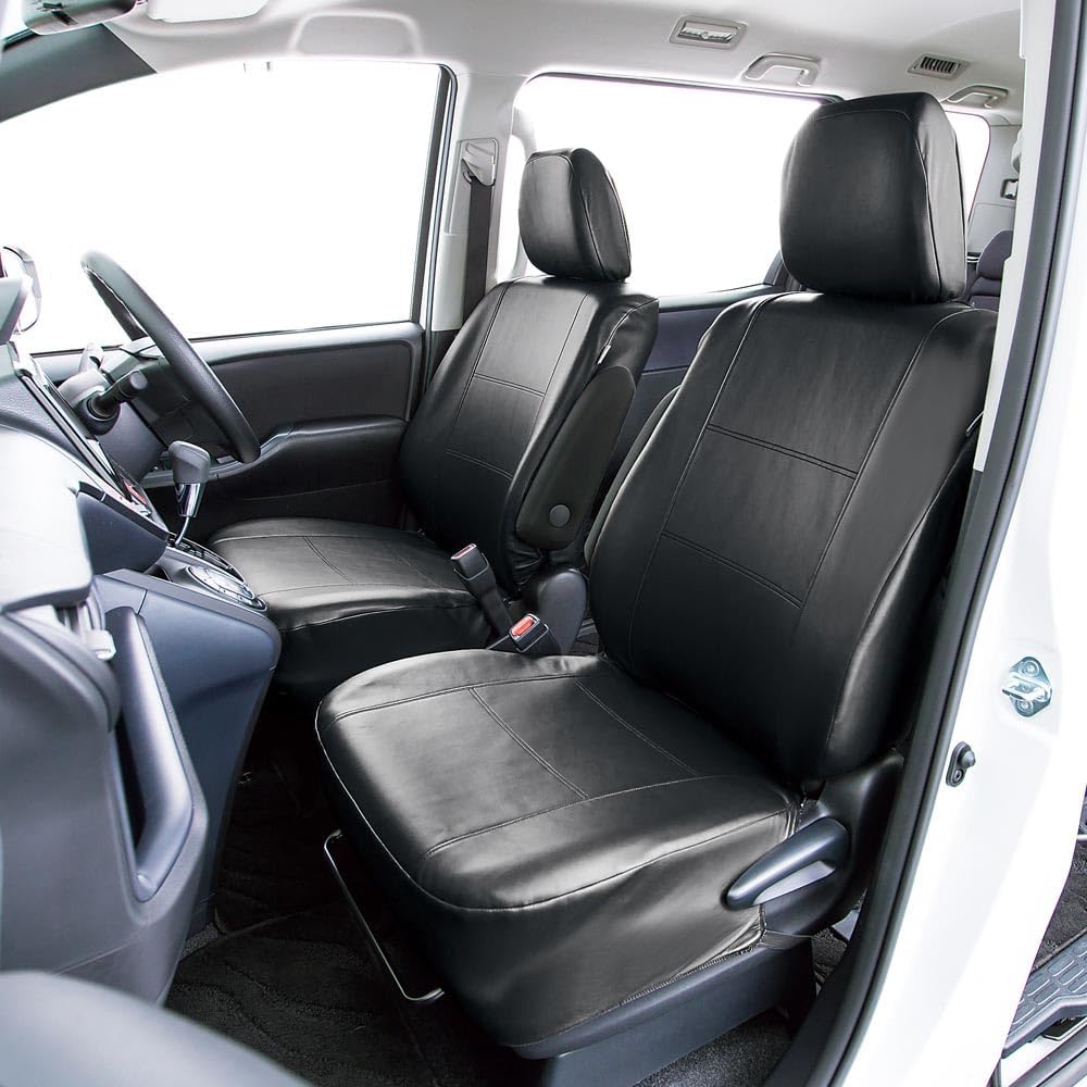 BONFORM Seat Cover, Grand Leather, Light/Normal Car, 2 Front Pieces, Back Full Cover, Front-2 Black 4364-54BK