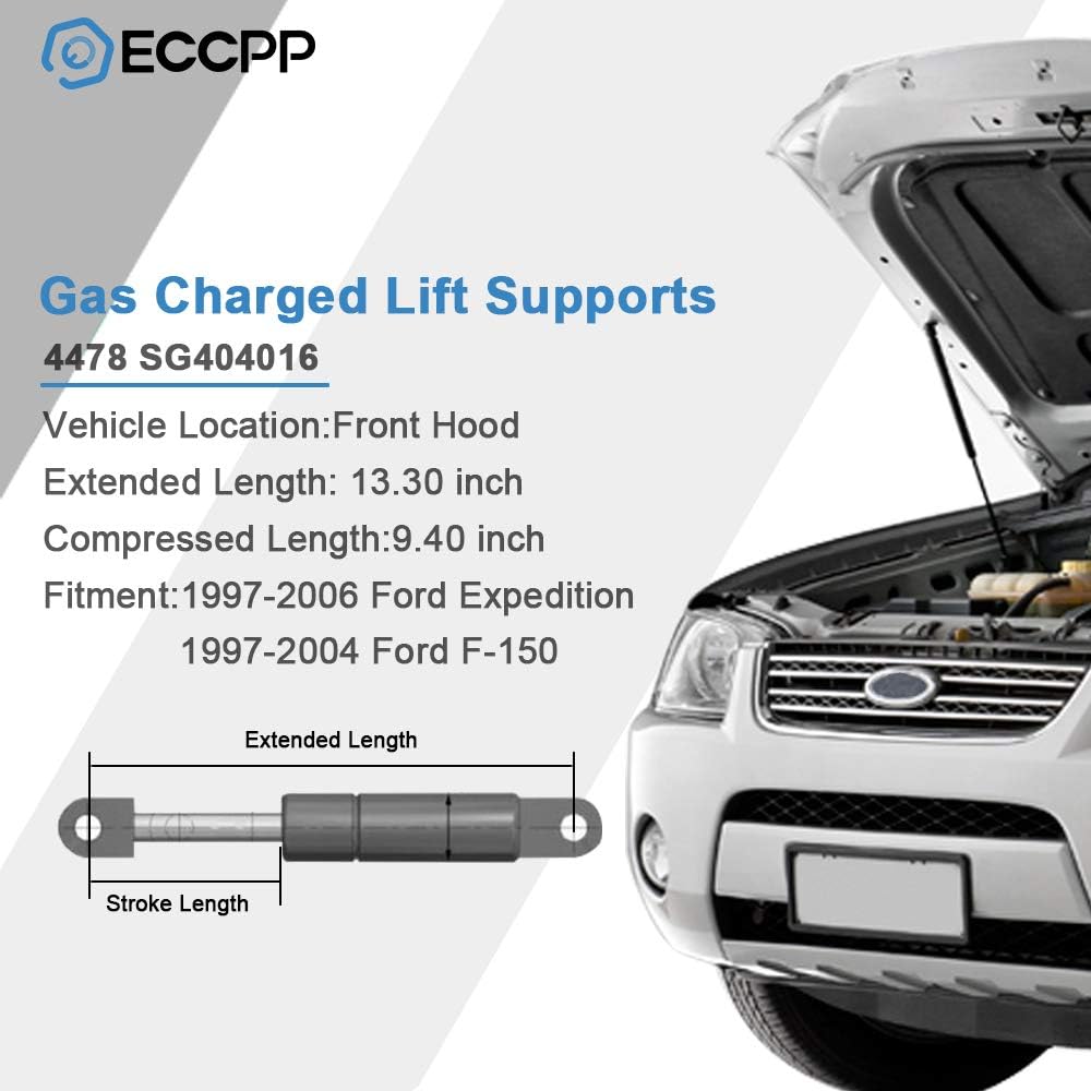 ECCPP Lift Support Front Food Strut Gas Spring 1997-2006 Ford Expedition 1997-2004 Ford F-150 F-250 2 pieces