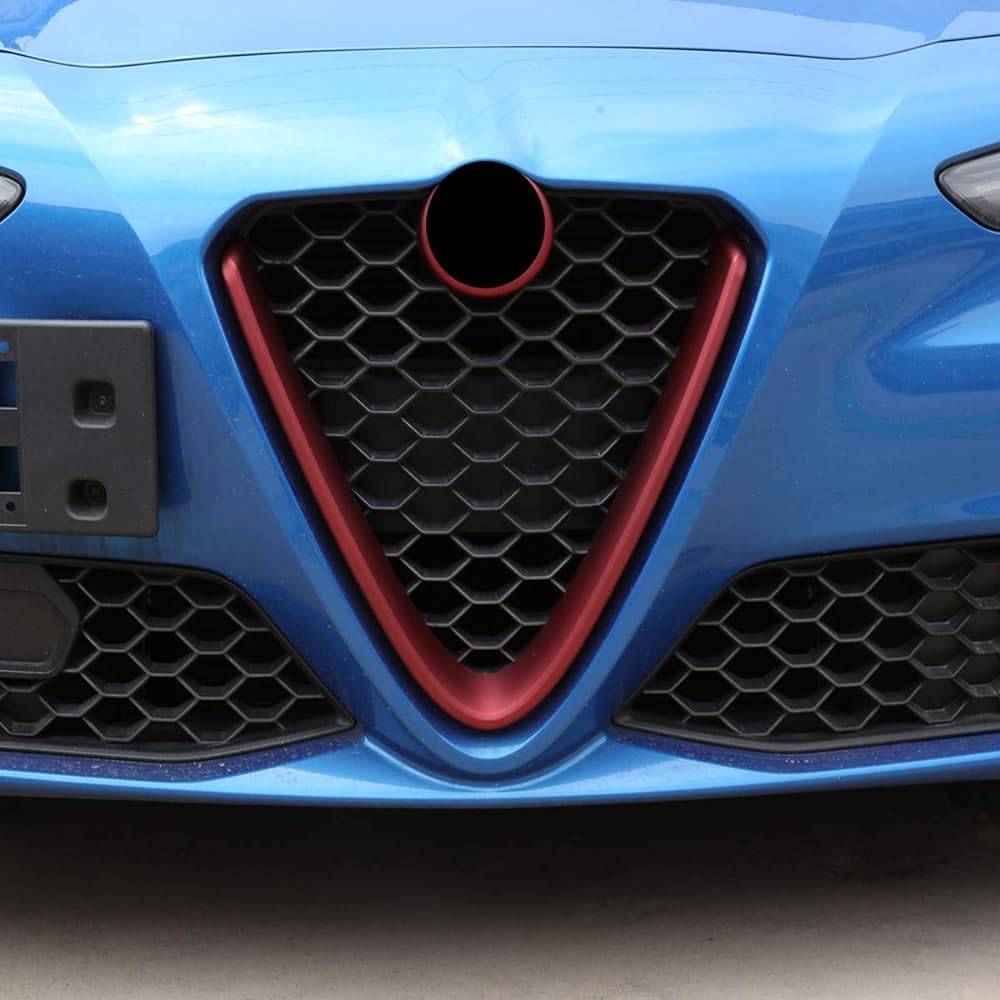 LLKUANG Sports Red Front Grilled Frame Cabartrim Alfa Romeo Juria 2017-2020 (not suitable for QUADRIFOGLIO).