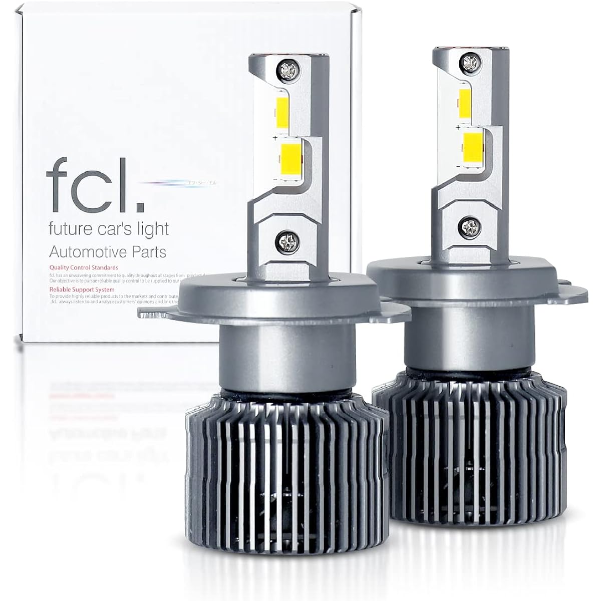 fcl. H4 LED Headlight Bulb, Halogen Light Bulb, Warm Color, 6,200 lm, Compatible with Vehicle Inspections, 12 V, For Cars, Left and Right Minutes, Silent Design, Fan Included, Long Life