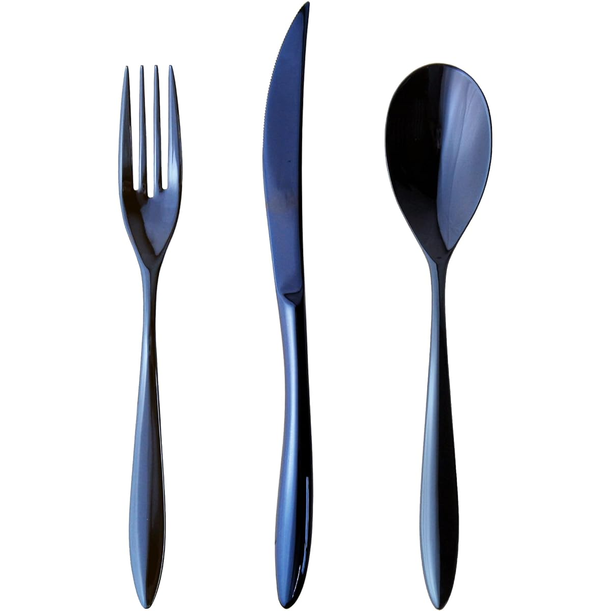 Nagao IKI Dinner Cutlery Set, Blue Ink and White, 3 Pieces, 18-8 Stainless Steel, Made in Japan, Bag Holder Only