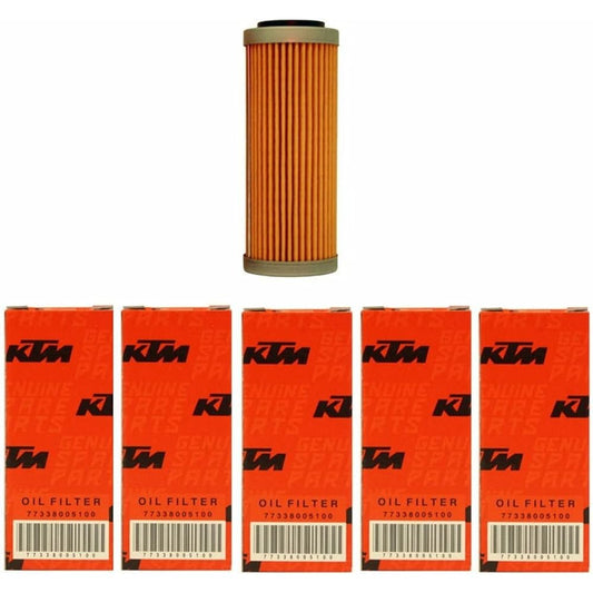 OEM KTM Oil Filter 5 Pack 350 400 450 500 530 EXC-F SX-F XC-F XCF-W Facts ED 2008-2018 5X 77338005100
