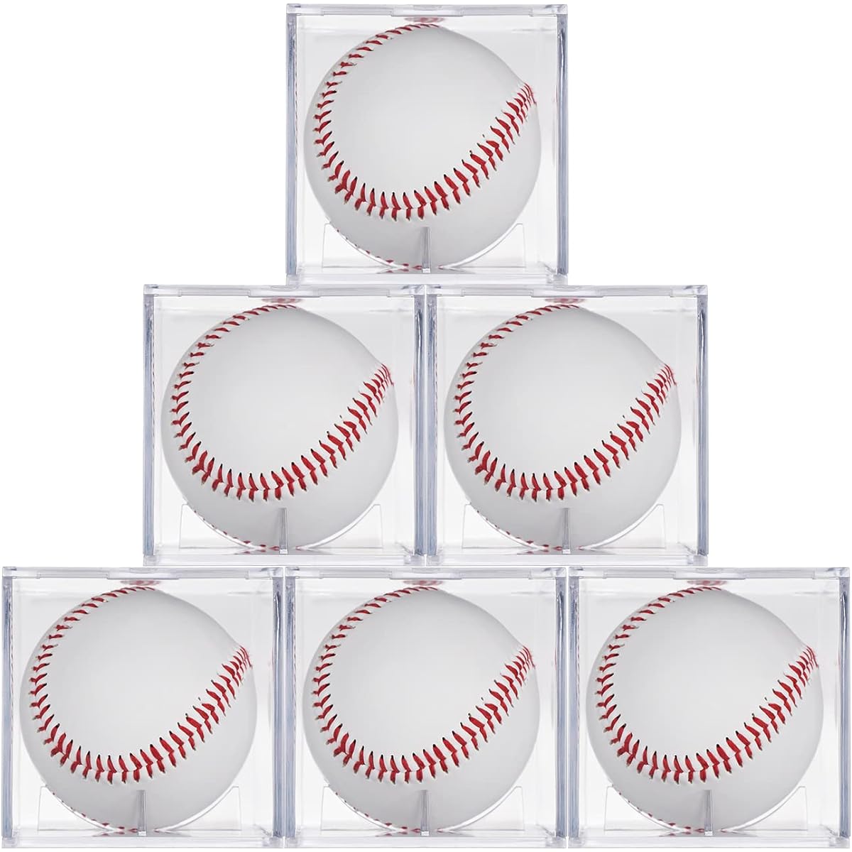 Tubbi Signed Ball Case Set of 6 Baseball Home Run Ball Case Baseball Acrylic Collection Case with UV Protection to Prevent Deterioration and Discoloration Ball Display of Important Commemorative Balls and Home Run Balls Compatible with hardball baseballs