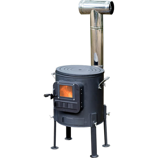 Honma Seisakusyo Wood Stove Cooking Stove (Chimney Stainless Steel/High Leg Type/Black Heat Resistant Paint) Easy Assembly Camping Fireplace Outdoor Outdoor Black RS-41A