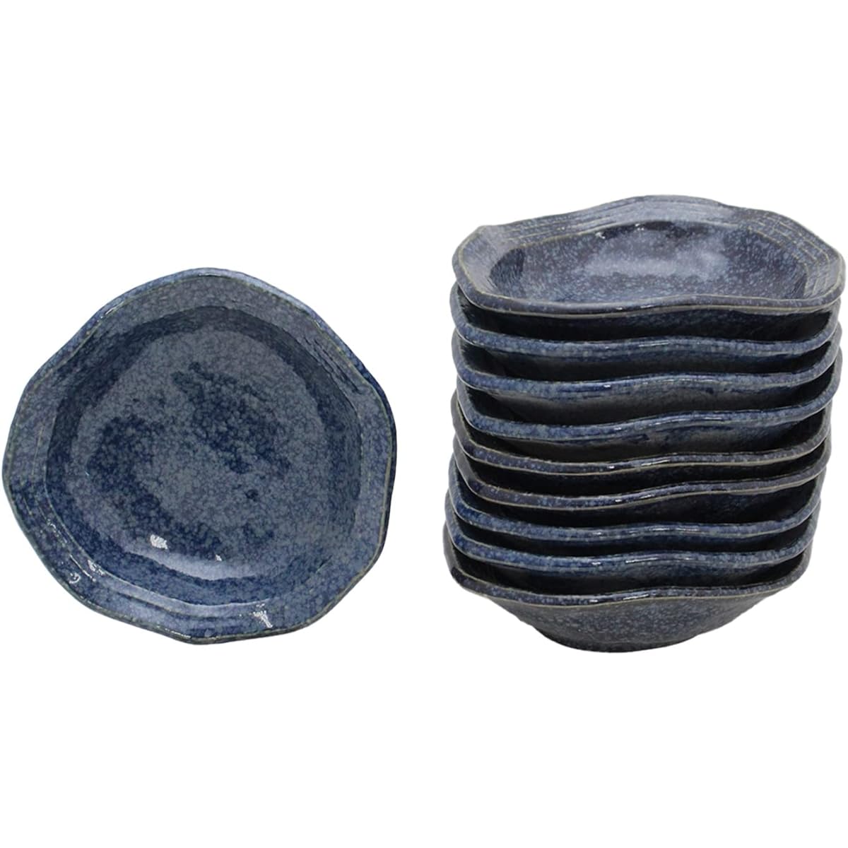 [Commercial Use Set] Mino Ware Japanese Cafe Series Deformed Plate (Small) New Awayuki Set of 10