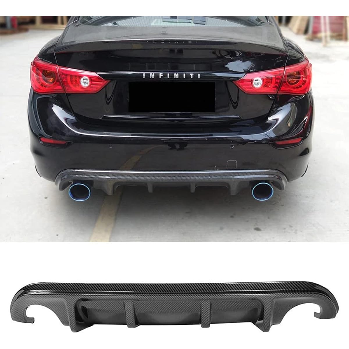 TWDRET Carbon Fiber Style Rear Lip Bumper Deviser 2014-2017 INFINITI Q50 Bumper Cover Lower Lip Spoiler Balance Prector