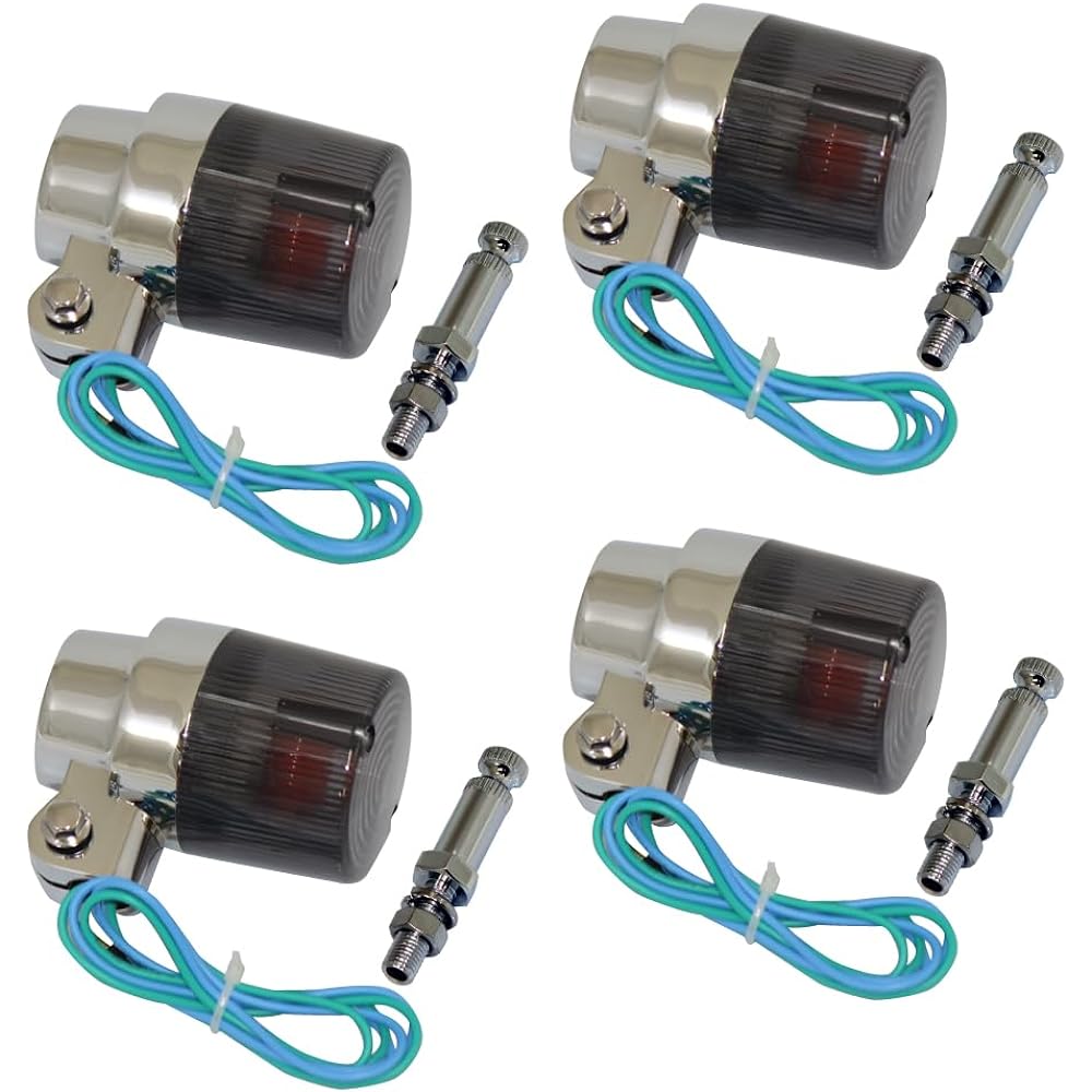 General purpose round European blinker smoked with mounting stay 4 piece SET