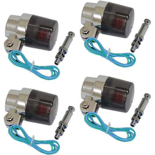 General purpose round European blinker smoked with mounting stay 4 piece SET