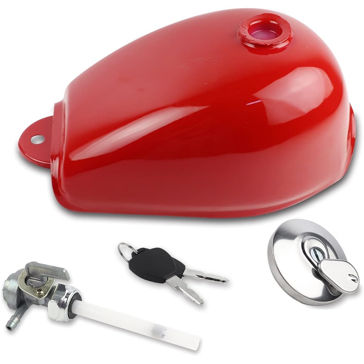 FLYPIG fuel gasoline tank Honda mini trail Z50 Z50J Z50R cap, key, pet cock with 1979-1999 Monkey Z50 Bike Z50R Z50J Bike red color gasoline tank