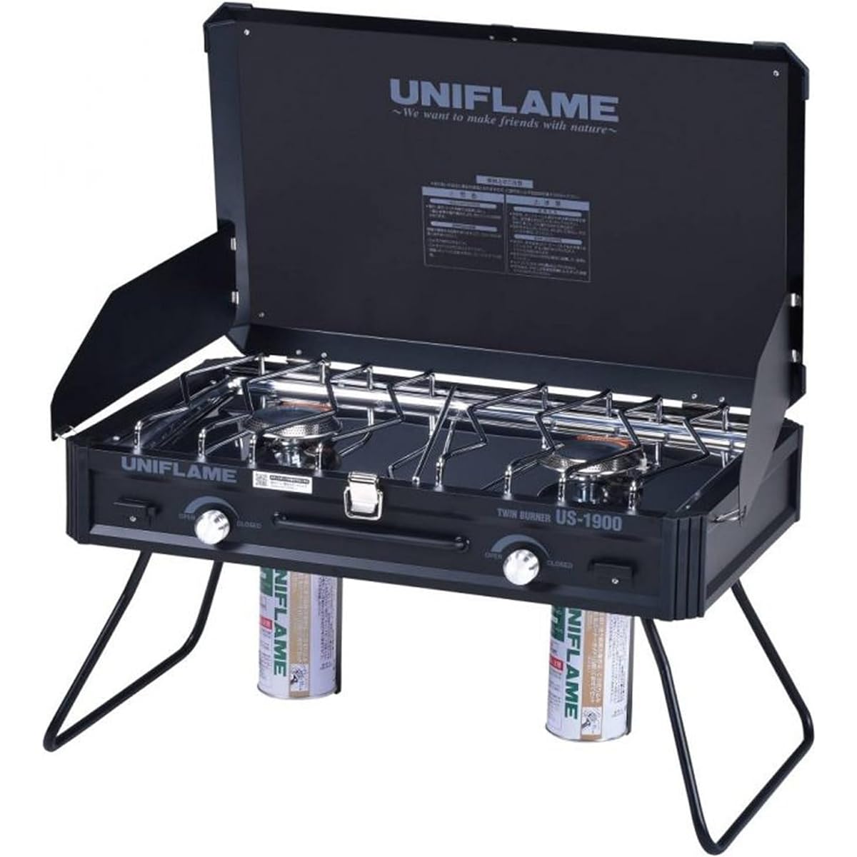 UNIFLAME Camp Two Burner Stove Twin Burner US-1900 Black LTD 2023 Model 610350