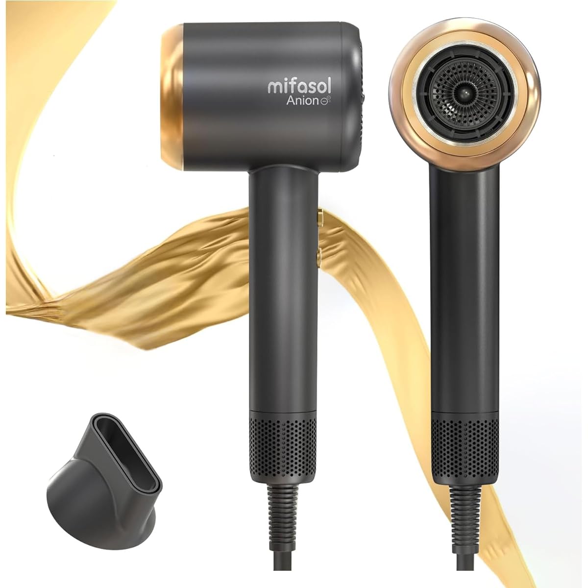 Mifasol Dryer Negative Ion Hair Dryer 200 Million High Concentration Speedy Ion Low Noise Lightweight Large Air Volume Quick Drying Reduction Damage Cut Nozzle Included Compact Easy to Carry For Home Use/Hair Salon/Business Trips/Travel Use Japanese Inst