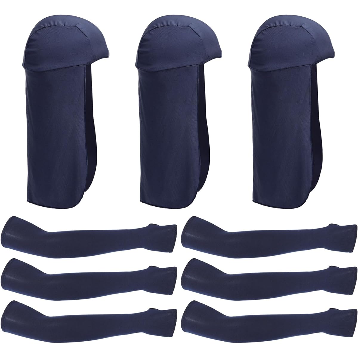 PATIKIL Helmet Sunshade Sunscreen 6 Pack Neck Shade Cooling Skull Cap Fishing Hat Cooling Arm Sleeves for Hiking Riding Blue
