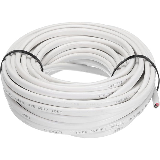 uxcell 2 Core 14AWG Duplex Marine Wire 50ft Tin Plated Copper Insulated Boat Cable with PVC Jacket for Automotive Boat Marine Speaker