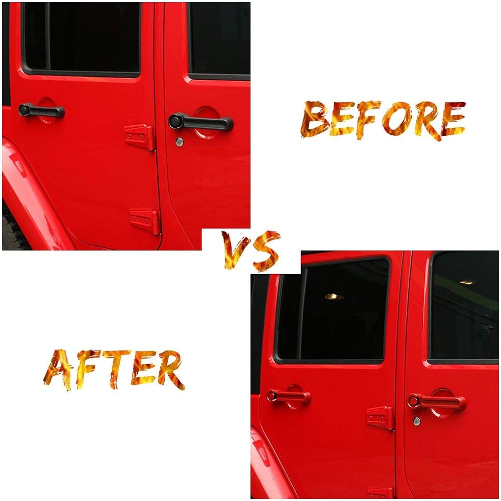 JECAR Door Handle Cover Tail Gate Handle Cover Exterior Accessories 2007-2018 Jeep Langler JK / 2008-2012 Jeep Liberty / 2007-2011 Red for Dodge Nitro