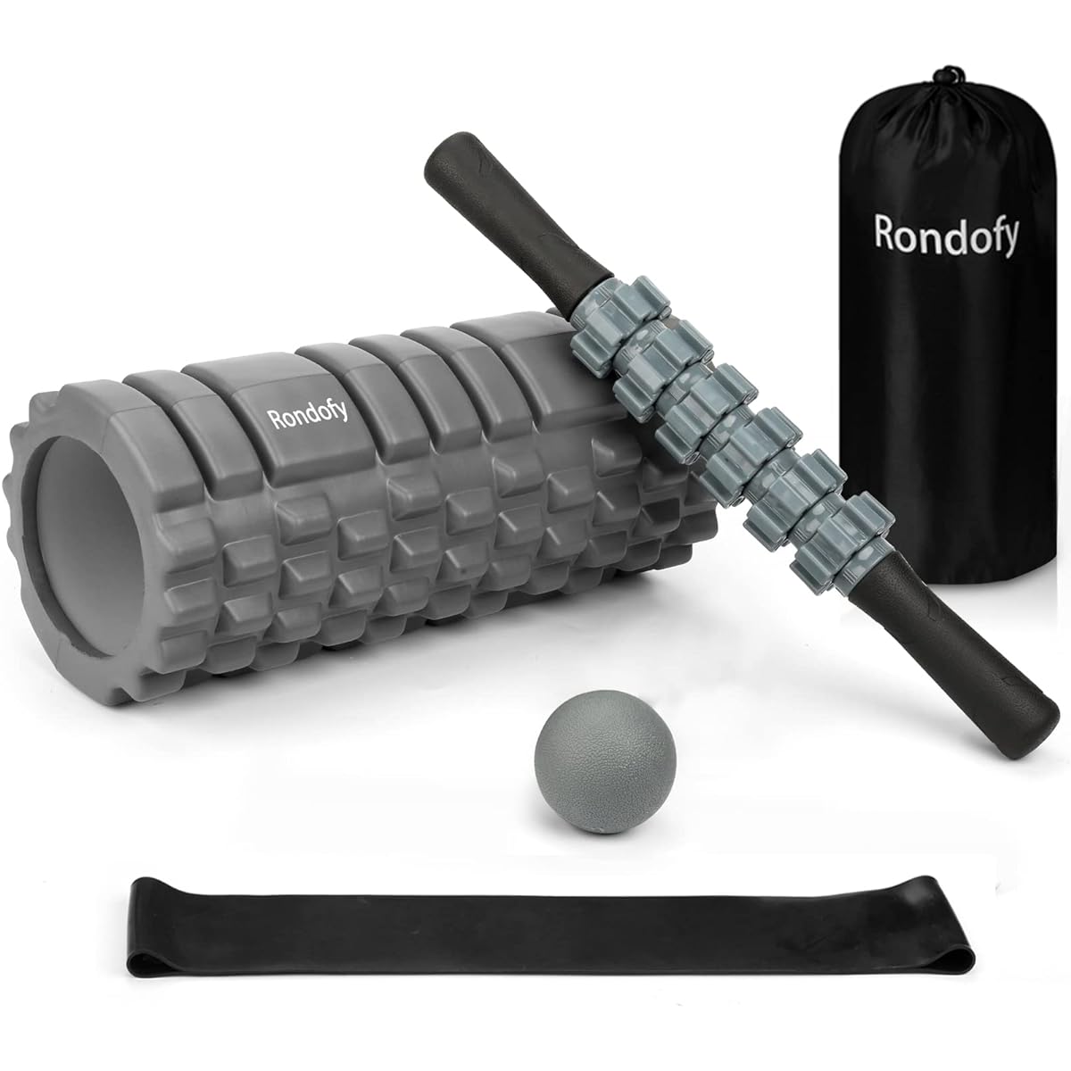 Rondofy Foam Roller Fascia Release [2023 Industry Model] 500KG Load Capacity Kinmaku Roller Muscle Loosening Cellulite Roller Stretching Supplies 5 Piece Set Storage Bag/Japanese Manual Included