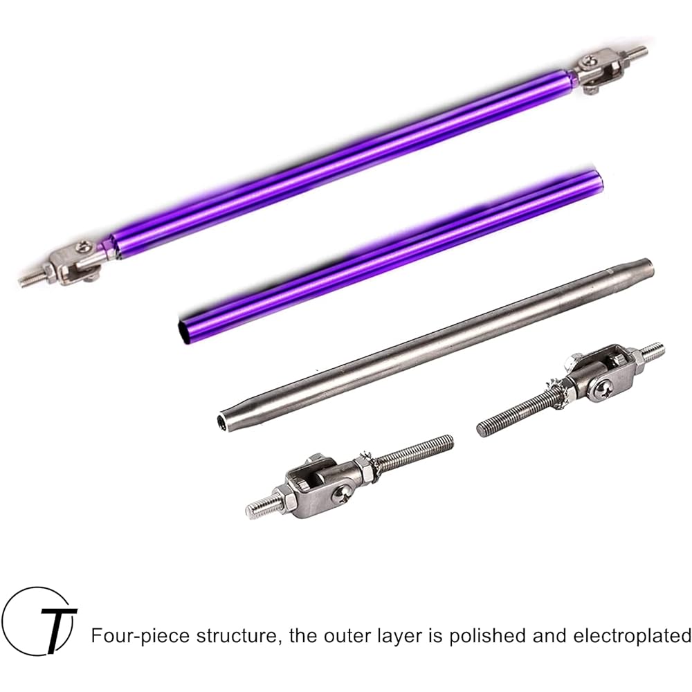 TIOUSMOKY Spritter Strad Rod Adjustable 10 inch ~ 13 inch Front Splitter Support Rod Bumper Lip Lipter 2 pieces [Purple]